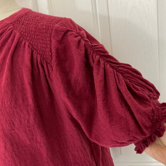 Free People ruched sleeve top, womens oversize xs short sleeve peasant blouse - Picture 4 of 12